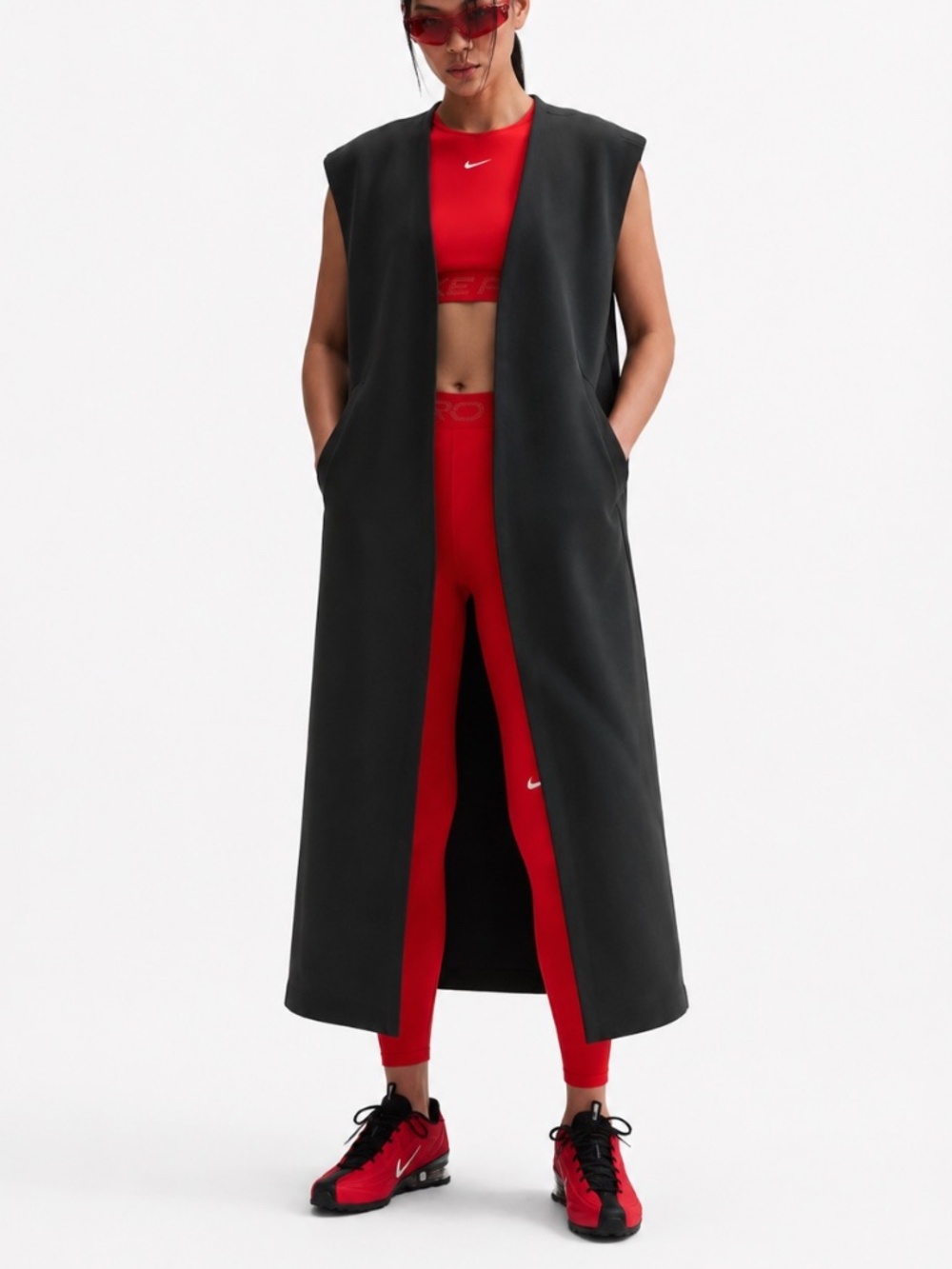 Nike Tech Fleece Oversized Sleeveless Duster Cardigan Coat Black Large IF0266010